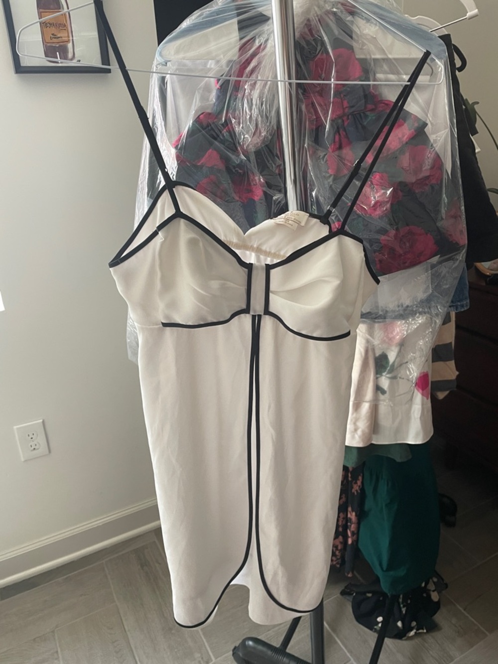 kate spade Ivory Slip Dress with Black Trim